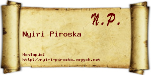 Nyiri Piroska névjegykártya